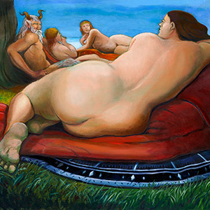 Nude Reclining with Nymphs and Faun